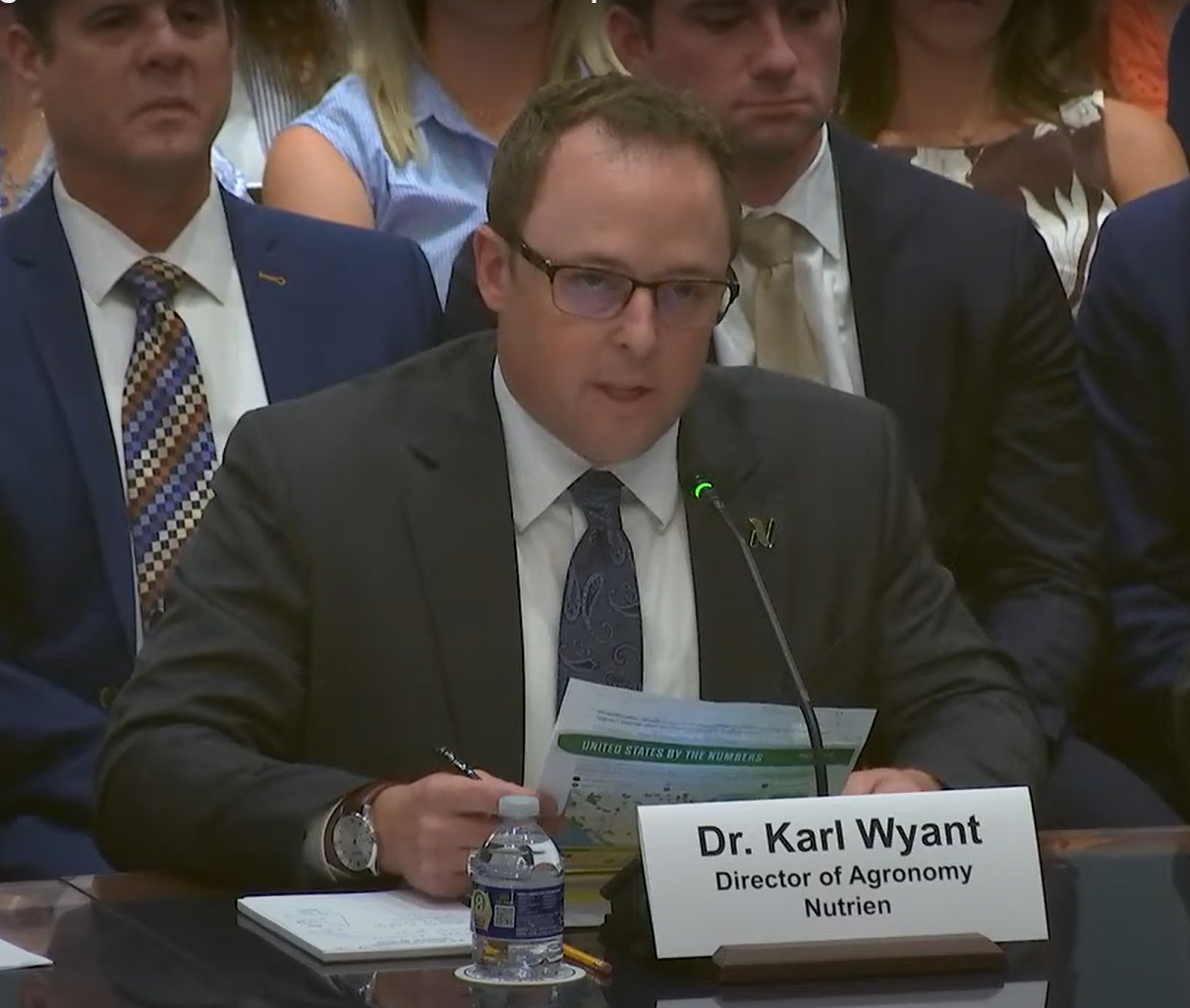 Dr. Karl Wyant, CCA/CPAg and Nutrien Director of Agronomy, testified before the U.S. House Committee on Agriculture on July 22, 2025.