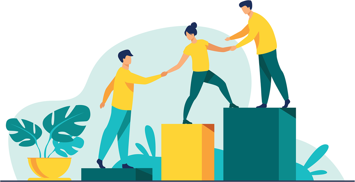 Most scientists in the early stages of their careers will suddenly find themselves in the dual role of being a mentor while yet being a mentee. Source: Adobe Stock/SurfupVector.