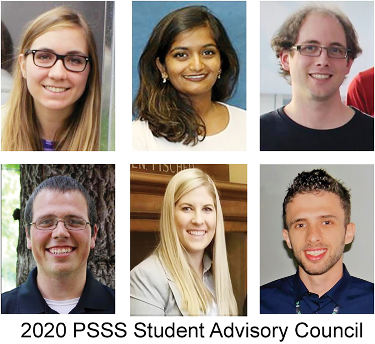 FIgure 1, Plant Sciences Symposia Series Student Advisory Council members who helped organize the first-ever virtual plant sciences symposium. Top (l to r): Margaret Krause, Ammani Kyanam, and Matt Breitzman. Bottom (l to r): Austin Dobbels, Samantha McConaughy, and Gustavo Pucci.