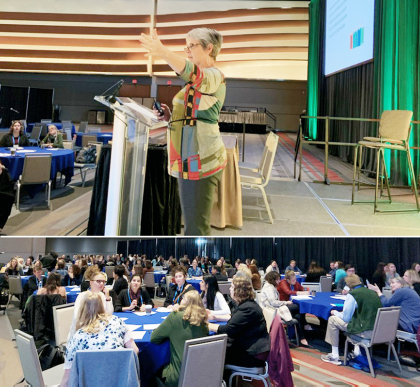 Marilyn Orr (top) leads a workshop at the ASA, CSSA, and SSSA Annual Meeting in San Antonio, titled “Finding Your Voice: The Art of Advocacy.”