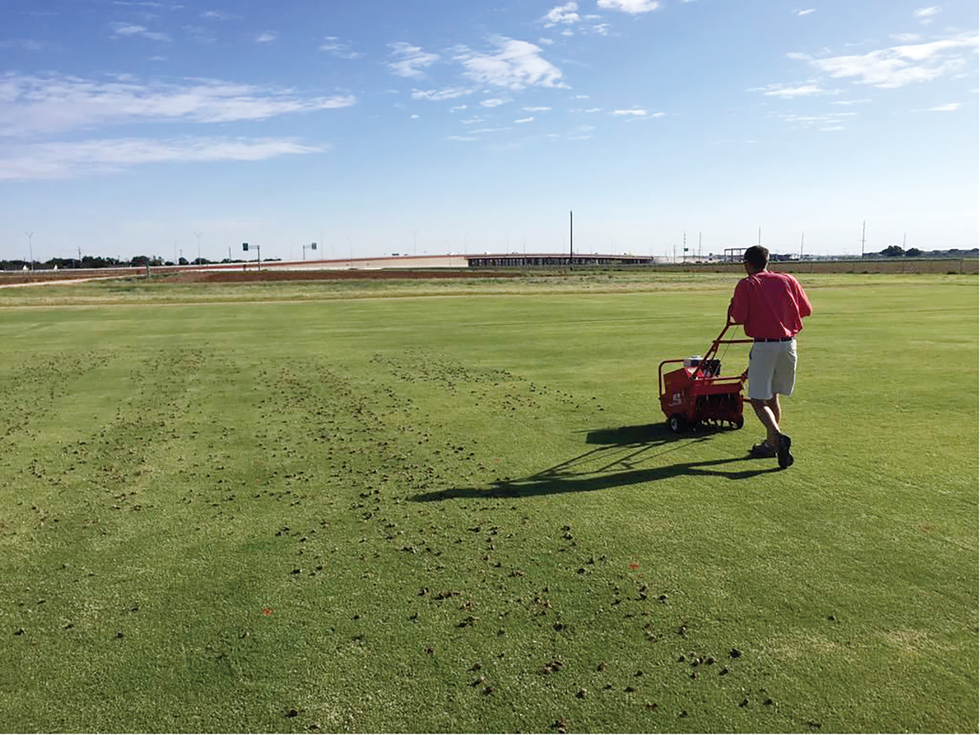 All treatments were evaluated following core aerification with a spoon aerifier. Photo courtesy of Joey Young.