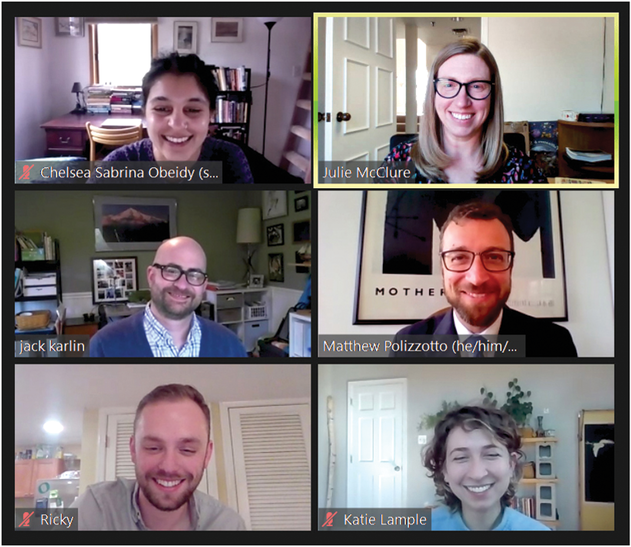 This year’s Congressional Visits Day saw 114 members, students, Certified Crop Advisers, and staff meeting online with 131 congressional offices to advocate for increased USDA research funding programs in 2022. Pictured here are Chelsea Obeidy, Julie McClure, Matthew Polizzotto, and Jack Karlin meeting with Richard Parker and Katie Lample from the office of Sen. Jeff Merkley (OR).