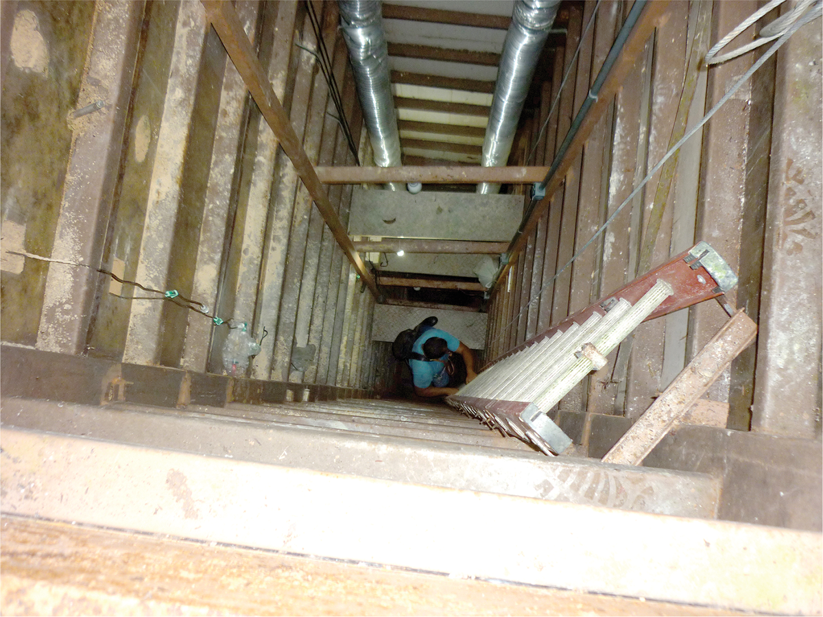 Master’s student Regison de Oliveira inspecting sensors in a 17-m-deep pit in an old-growth forest at the Tropical Silviculture Experimental Station north of the City of Manaus, Amazonas State, Brazil. Photo by Dr. Marcelo Mota.