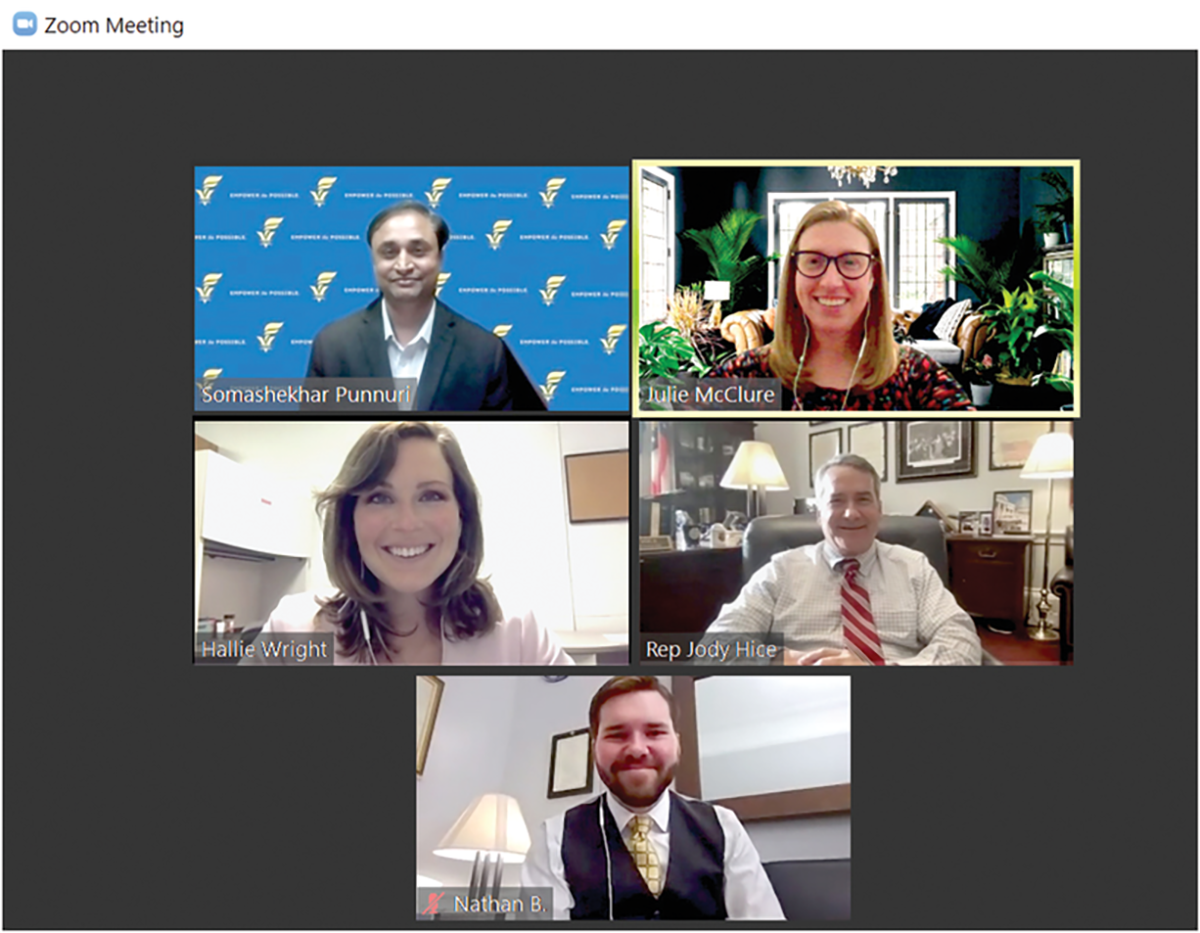 Team Georgia meets virtually with Rep. Jody Hice (GA) and Nate Barker (who works in Rep. Hice’s office) for the 2021 Virtual Congressional Visits Day.