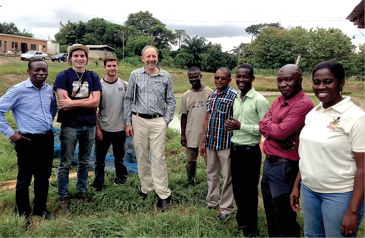 John Selker (fourth from the left) with Oregon State University student engineers in Ghana.