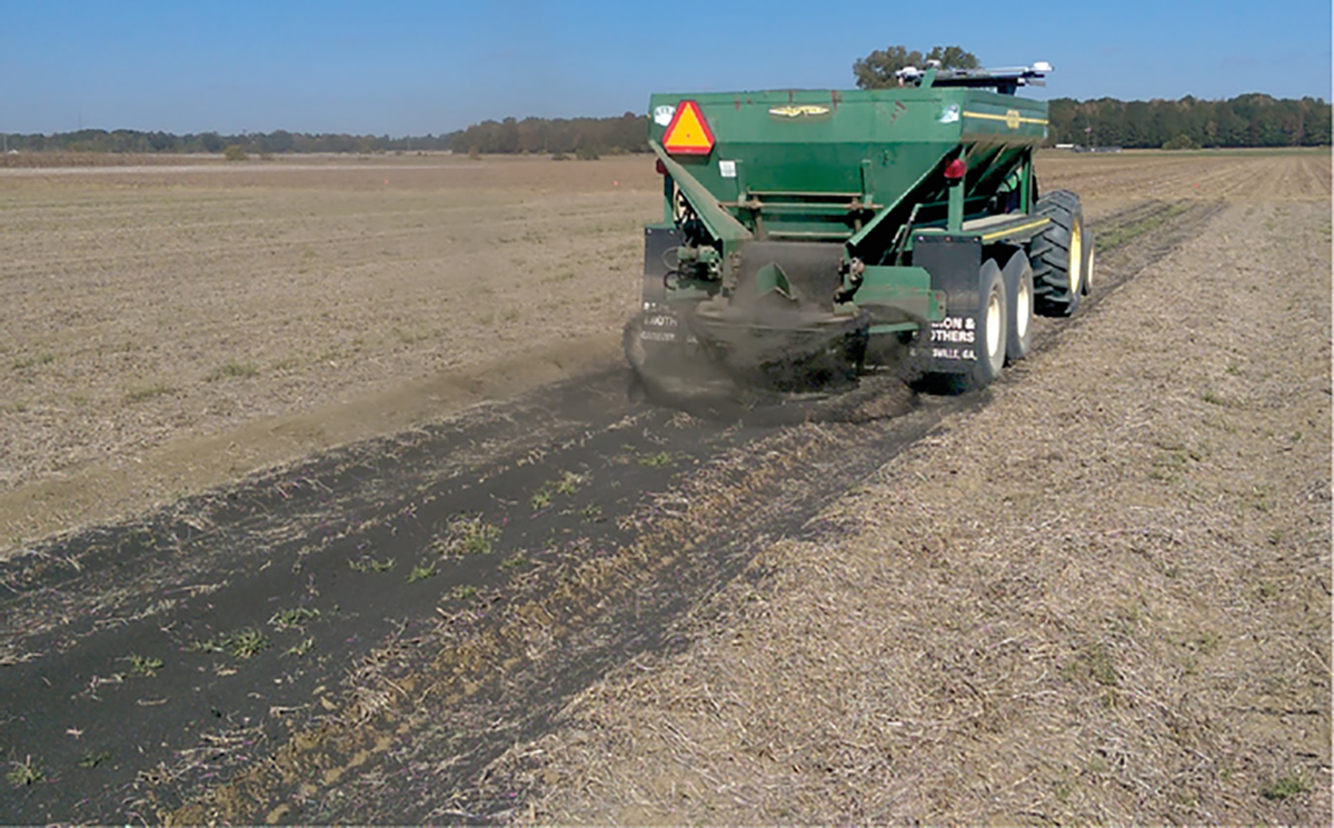 Heat-dried pelleted biosolid applications used as an organic fertilizer for crop production and improving soil health. Photo by Ardeshir Adeli.