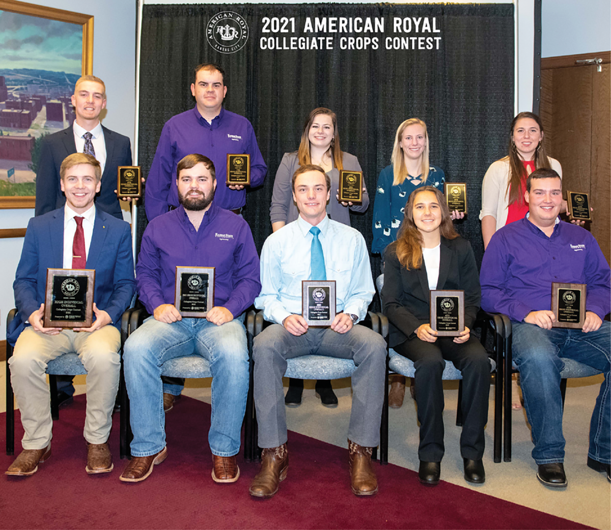 The top 10 individuals at the 2021 Kansas City Collegiate Crops Contest.