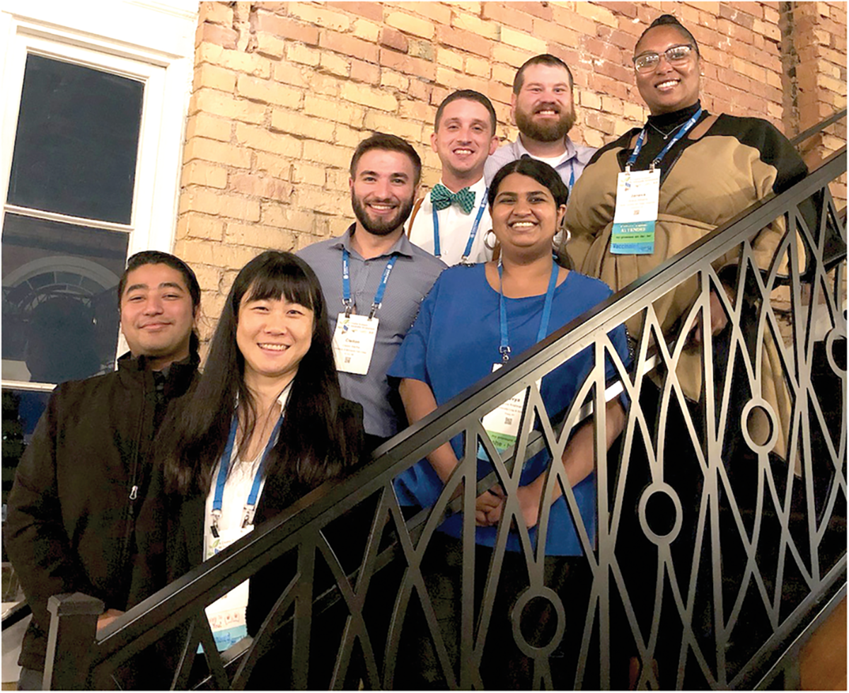 Fellows of the 2021–2022 Encompass Scholars Program (clockwise from upper right): Janeva Williams, Kavya Krishnan, Yingxue Yu, Zenith Tandukar, Cleiton Wartha, Joseph Burke, and Nathan Hein. Not pictured: Adrian Broz.