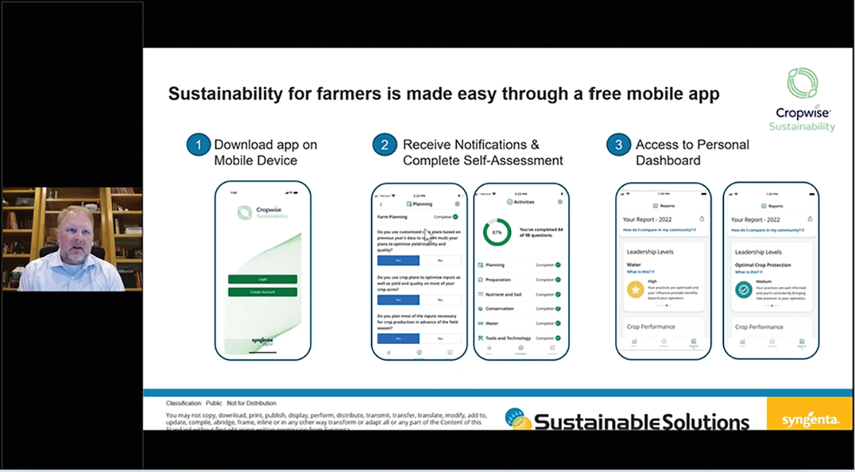 Trent Wimmer of Syngenta explains his company's online tool for helping farmers assess their sustainability efforts.