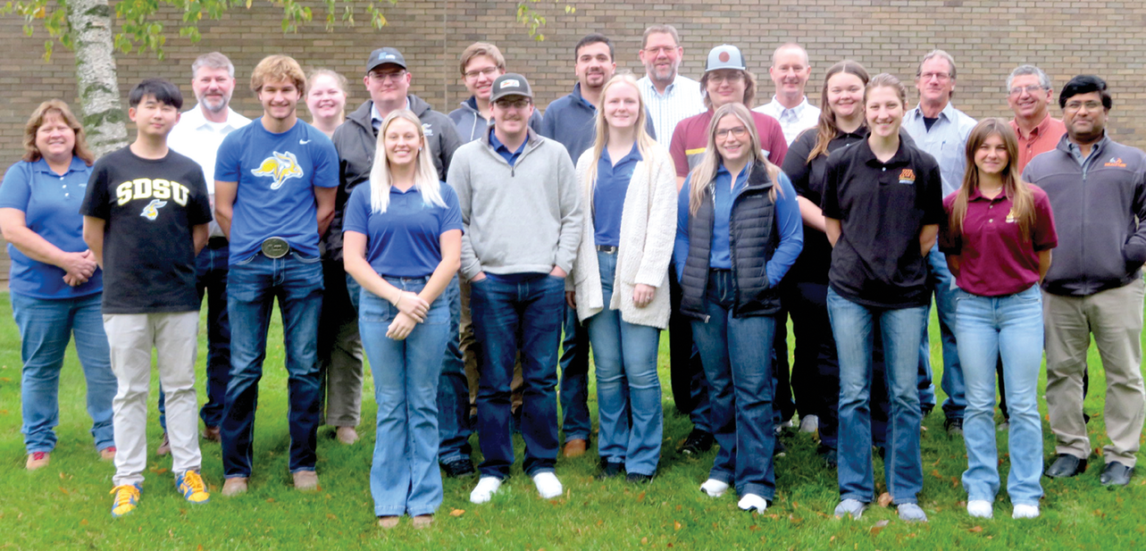 Pictured are students, faculty, and officials of the Upper Midwest Collegiate Crops Contest from University of MinnesotaâCrookston, South Dakota State University, and the host University of WisconsinâPlatteville.