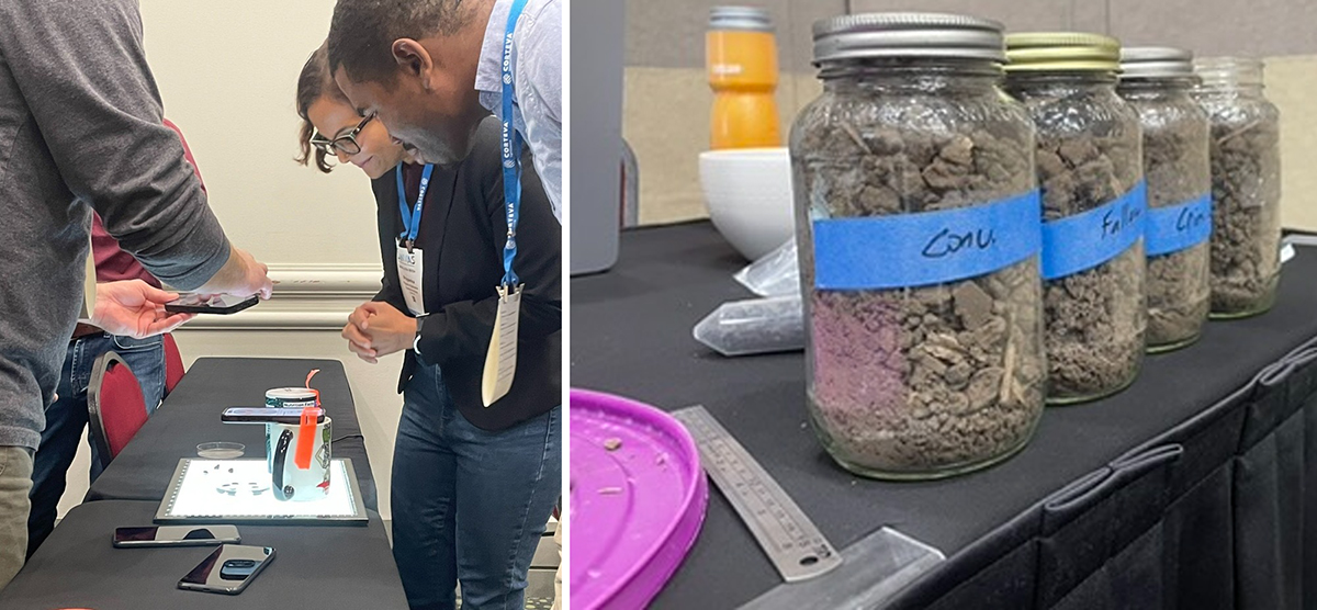 Scenes from the hands-on training workshop focused on measuring wet aggregate stability right before the official opening of the CANVAS 2025 meeting in November.