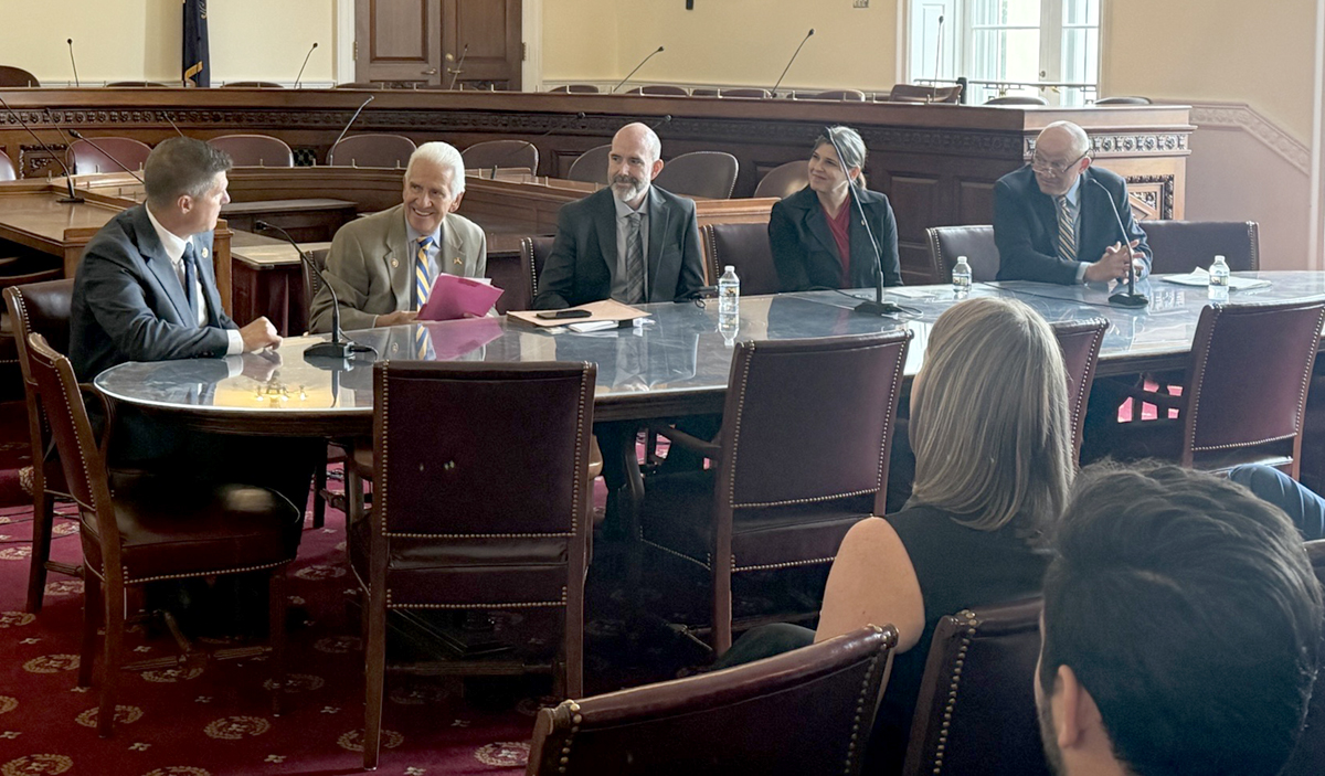 From l to r: Reps. Brad Finstad (MN) and Jim Costa (CA), co-chairs of the Congressional Soils Caucus, along with Dr. Aaron Daigh (SSSA President), Dr. Cristine Morgan (Chief Scientific Officer of the Soil Health Institute), and Dr. Newell Kitchen (owner and founder of AGES).