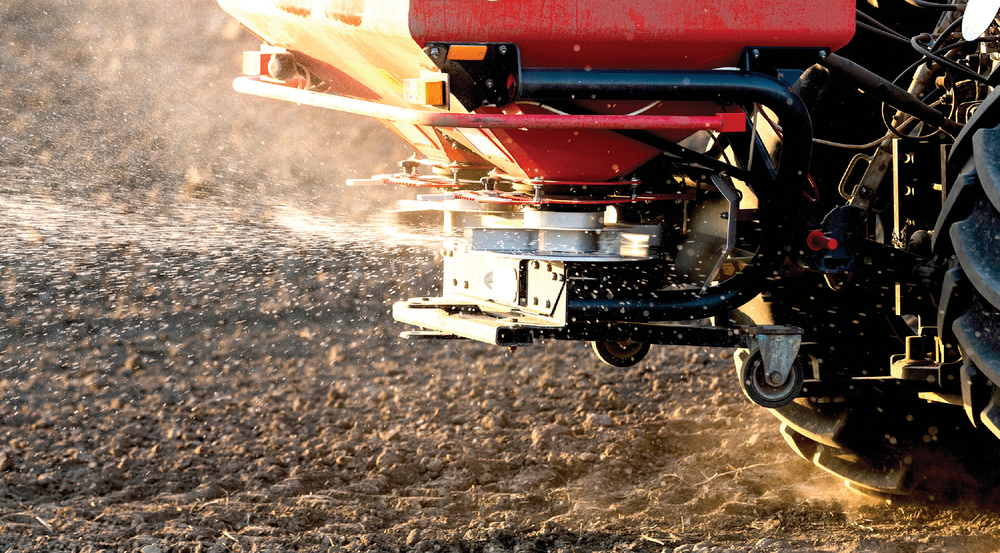In Canada, the aspirational adoption rates for management practices supported through the Agricultural Climate Solutions—On-Farm Climate Action Fund are expected to achieve an annual emission reduction of 3.5 million tons of CO2 e by 2030. More than 70% of this expected reduction in GHG emissions is attributed to an anticipated increase in adoption of enhanced-efficiency fertilizers. Photo courtesy of Adobe Stock/Dusan Kostic.