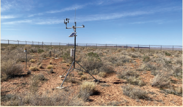 An evapotranspiration cover over uranium mill tailings near Red Mesa, AZ. The cover was constructed in 2012 and is managed by the Navajo Nation Abandoned Mine Lands Reclamation Department. Photo by Steven Bacon.