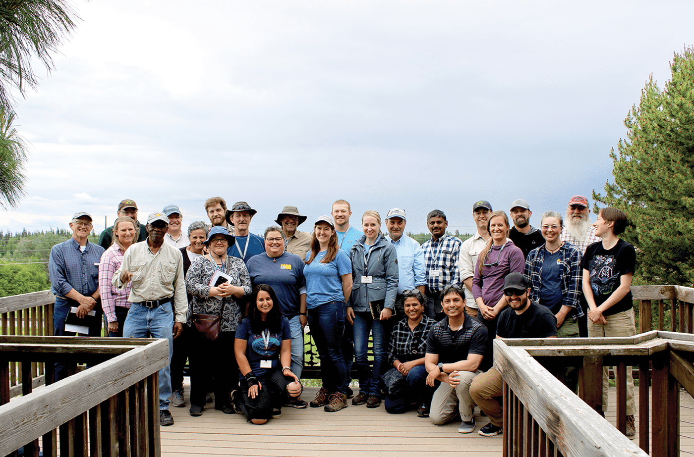 Group photo of the Collaborative Food Production Systems Project team during a tour of Alaska in June 2023. Photo courtesy of Caley Gasch.
