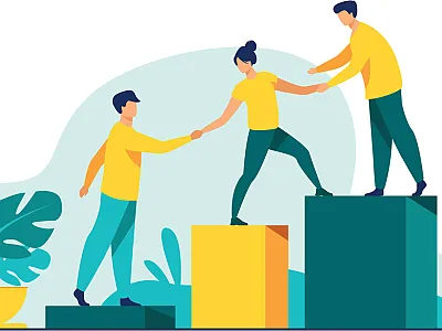 Most scientists in the early stages of their careers will suddenly find themselves in the dual role of being a mentor while yet being a mentee. Source: Adobe Stock/SurfupVector.