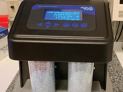 The vapor sorption analyzer provides sorption isotherm measurements by automatically wetting and drying the sample while recording the change in the sample mass. Photo by Hafeez Ur Rehman.