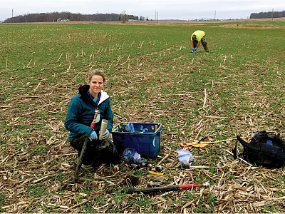 Dr. Sheila Christopher and her team taking soil and cover crop samples in northern Indiana. Photo by Kemal Gökkaya.