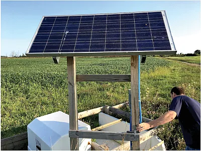 Left: Deployment of a YSI EXO 3 sonde in a drainage water management control structure. Right: Researcher at a USDA-ARS edge-of-field monitoring station. Photos courtesy of Saeid Nazari.