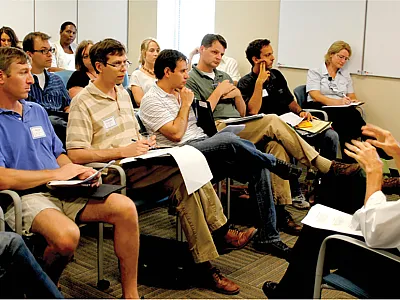 Attending training sessions, such as new faculty orientation, can help you build skillsets for establishing a research program, developing teaching strategies, and advancing professionally. Photo courtesy of Flickr/Center for Teaching Vanderbilt University.