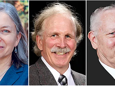 Marilyn L. Warburton, CSSA President; David Clay, ASA President; and Ron Turco, SSSA President