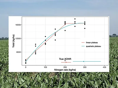 Different models result in different optimum nitrogen rate estimates. Image by Fernando Miguez and Hanna Poffenbarger.
