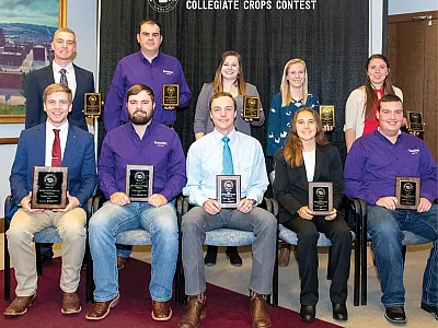 The top 10 individuals at the 2021 Kansas City Collegiate Crops Contest.