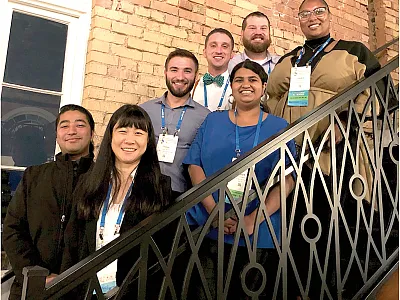 Fellows of the 2021–2022 Encompass Scholars Program (clockwise from upper right): Janeva Williams, Kavya Krishnan, Yingxue Yu, Zenith Tandukar, Cleiton Wartha, Joseph Burke, and Nathan Hein. Not pictured: Adrian Broz.