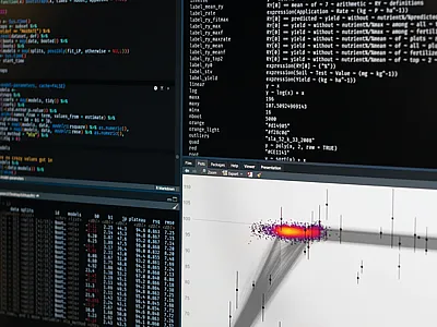Programming workspace showing the uncertainty in soil test correlation and the critical soil test value associated with different relative yield definitions. Photo by Austin Pearce.