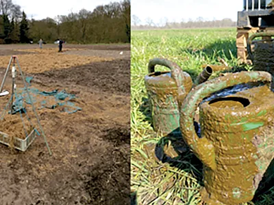 Grasses (left) and dairy manure (right) were two of the organic waste types investigated in this study. Photos by Dirk-Jan Kok.
