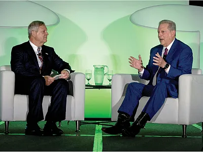 U.S. Secretary of Agriculture Tom Vilsack and former U.S. Vice President Al Gore discuss agricultural innovations needed to address and adapt to climate change.