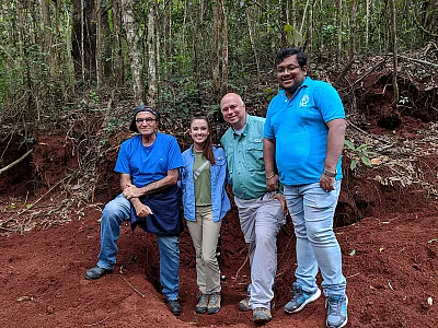 David Weindorf (second from right) and Somsubhra Chakraborty (rightmost) evaluating Cerrado soils of Brazil with Dr. Nilton Curi (Federal University of Lavras) and Dr. Autumn Acree.