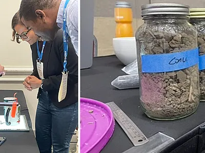 Scenes from the hands-on training workshop focused on measuring wet aggregate stability right before the official opening of the CANVAS 2025 meeting in November. 