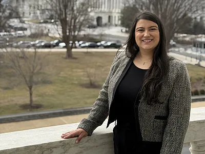 Endy Lopes Kailer with the U.S. Capitol in the background. 