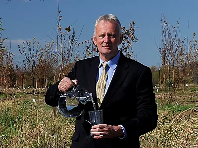 Sharpley poses for a photo to illustrate his commitment to clean waterways and drinking water, coupled with the importance of agriculture. Photo courtesy of Deanna Osmond.