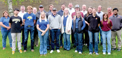 Pictured are students, faculty, and officials of the Upper Midwest Collegiate Crops Contest from University of MinnesotaâCrookston, South Dakota State University, and the host University of WisconsinâPlatteville.