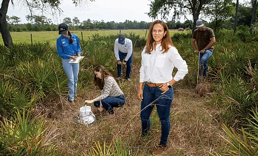 University of Florida soil scientist Maria Silveira pictured in the field. Photo courtesy of Maria Silveira.